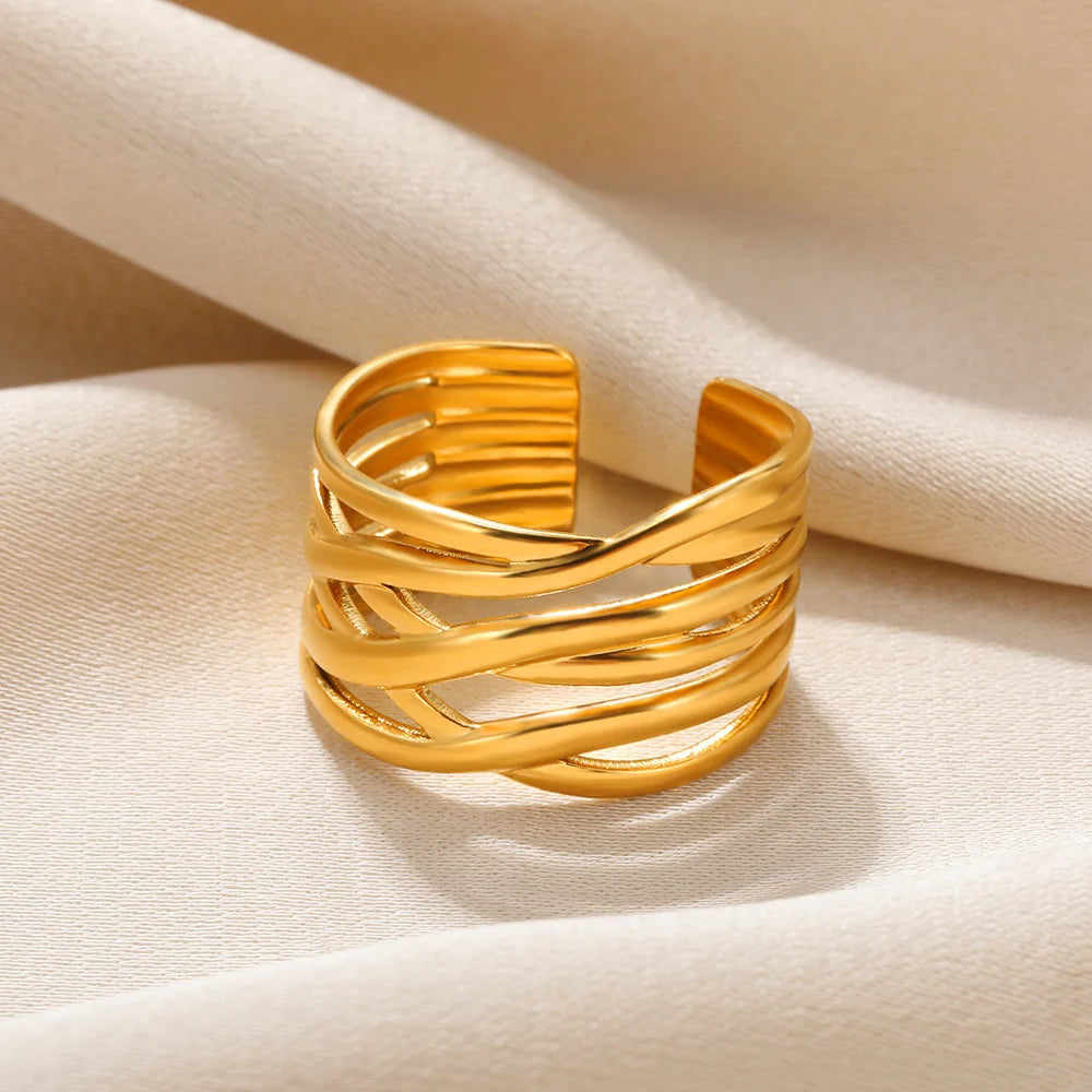 Portrait Pattern Wide Rings