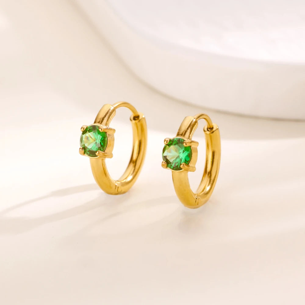 Cute Birthstone Small Hoop Earrings