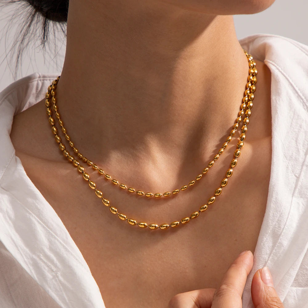 Double-layer Millet Bead Necklace Chain
