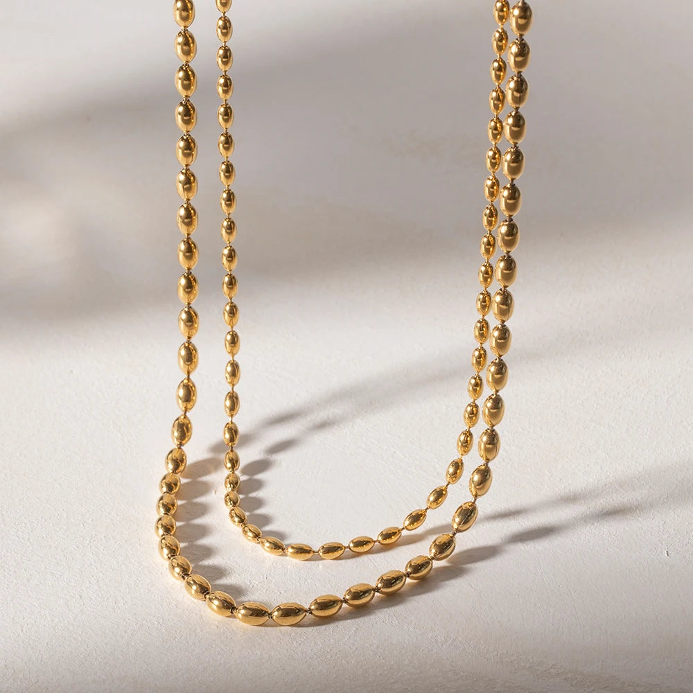 Double-layer Millet Bead Necklace Chain