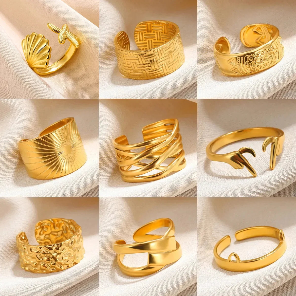 Portrait Pattern Wide Rings