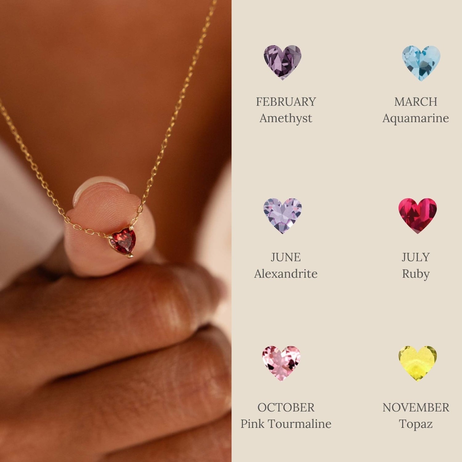 Birthstone Pendant Gold Color Necklace